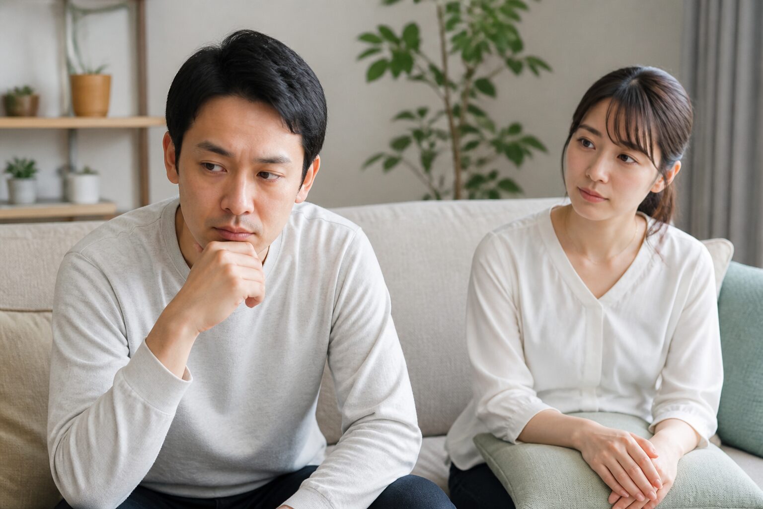 将来の話を避ける彼氏との会話を振り返る女性