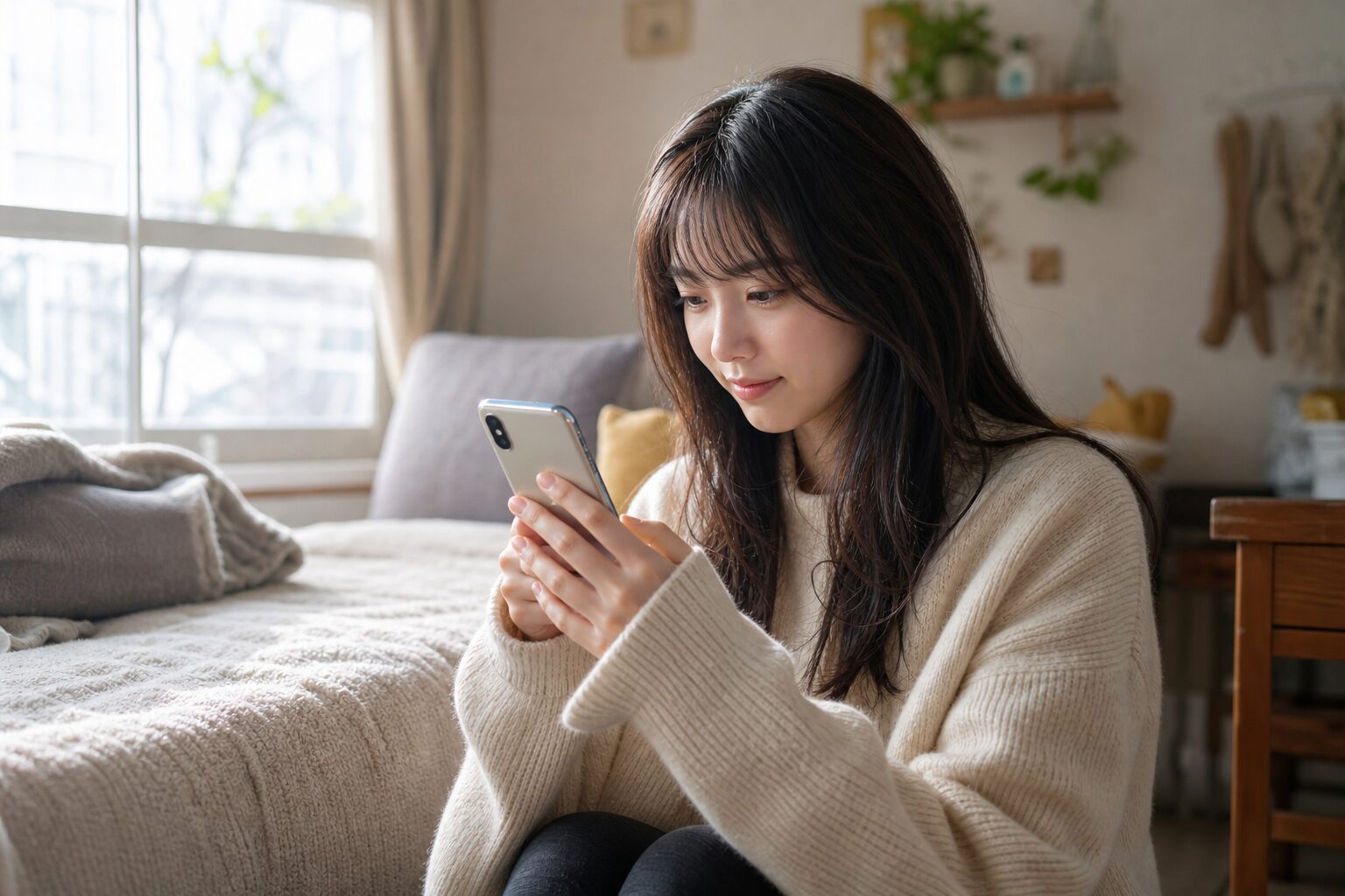 成人式の翌朝に元彼へ短いLINEを送る女性