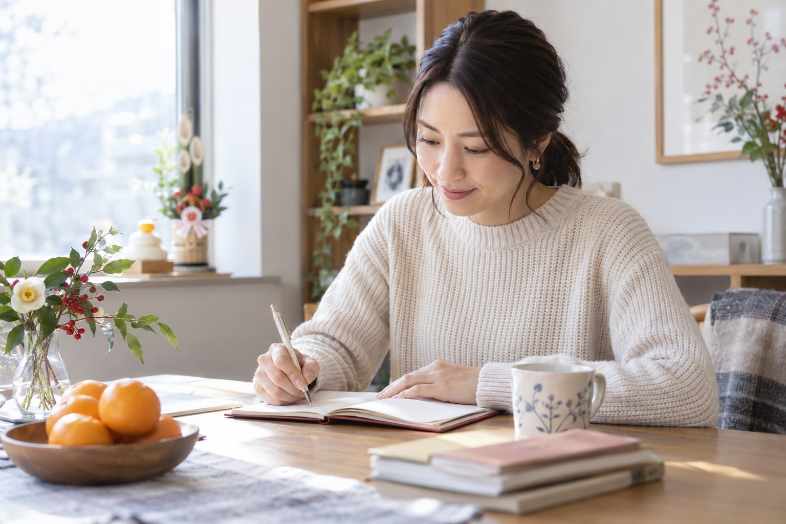 新年の計画をノートに書く女性