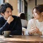 カフェで再交際について話す男女
